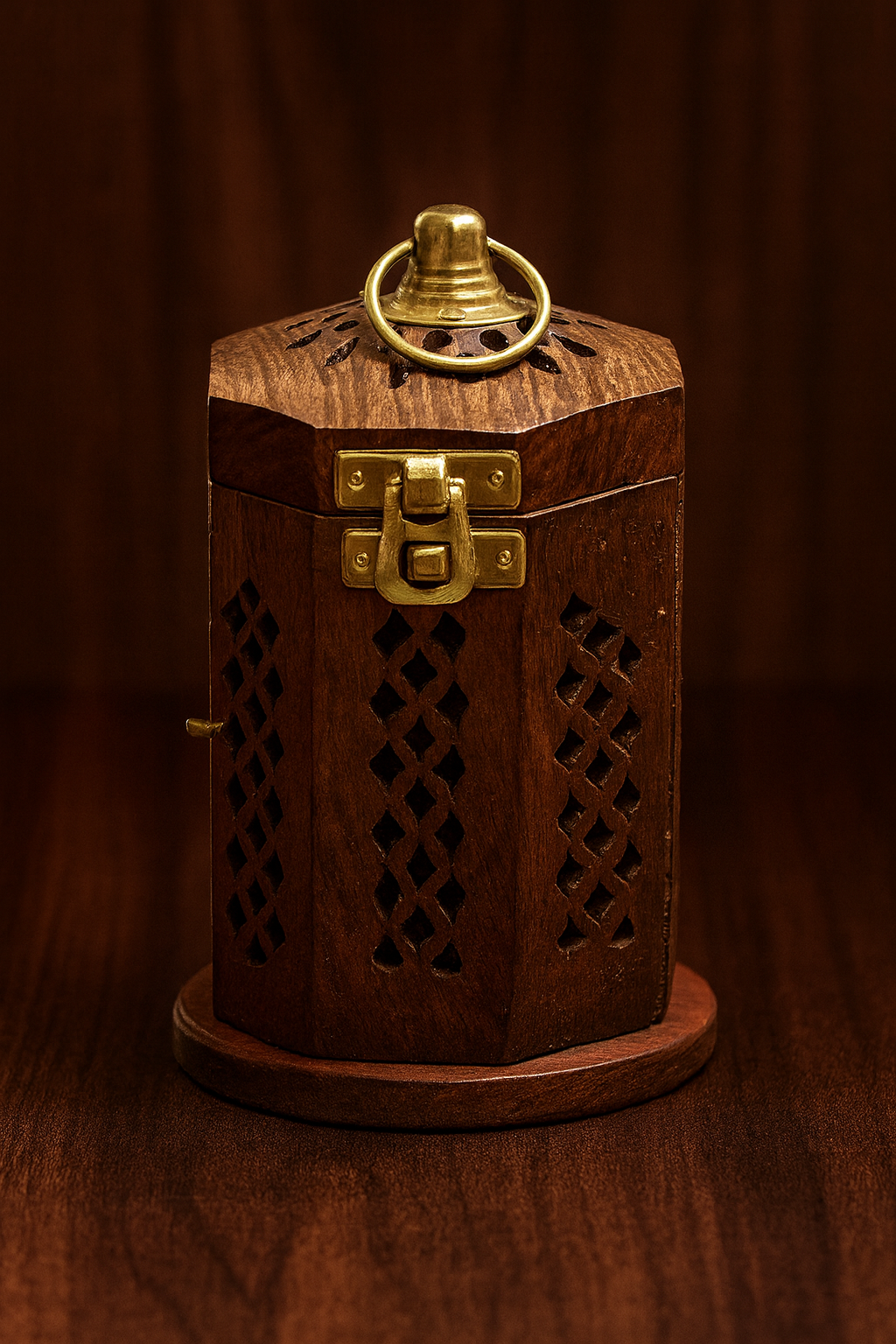 VIGNYAN (Lantern) Wooden Brass Dhoop Holder