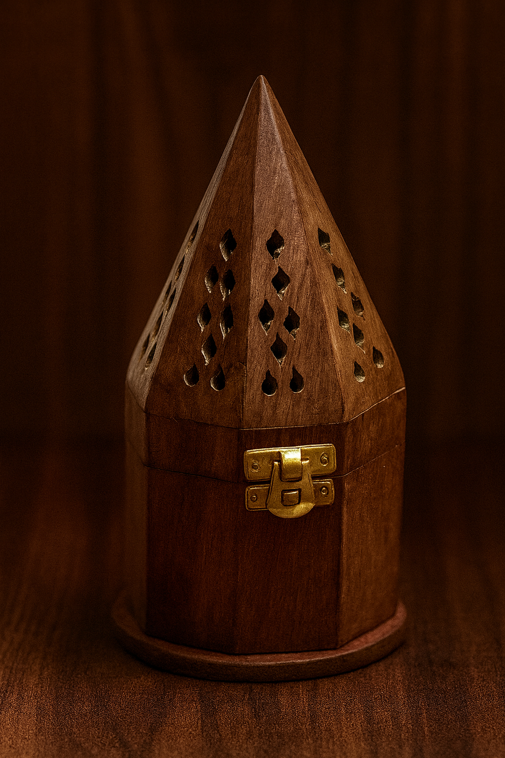 VIGNYAN (Octagon) Wooden Brass Dhoop Holder