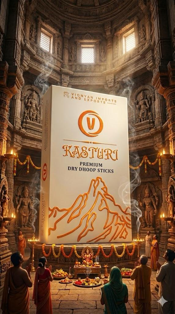VIGNYAN Kasturi Premium Dry Dhoop Sticks – Aromatic Musk for Daily Puja